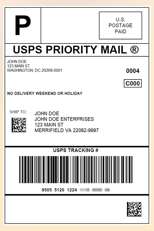 Shipping label sample